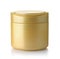 Front view of blank golden plastic cosmetics jar