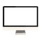 Front View of Blank PC Monitor Isolated on White Background. 3D Render of White Modern Sleek Screen.