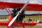 Front view of a Boeing Stearman biplane