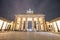 Front view of Brandenburg Gate in Berlin by night