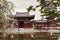 Front view of Byodoin temple from across a pond
