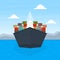 Front View of Cargo Ship Container, Maritime Shipping Freight Transportation, Cargo Logistics Flat Vector Illustration