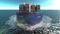 Front view -Cargo ship with containers sailing in the open blue sea