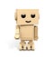Front view of Cartoon Character Cute Cardboard Robot isolated on white background