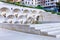 Front view of Cascade fountain stair stylized with wine bottles in Yerevan, Armenia