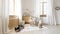 front view child room with rustic interior design. High quality beautiful photo concept