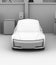 Front view of clay shading electric car in car sharing only parking lot