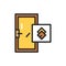 Front view closed door color line icon. Isolated vector element