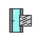 Front view closed door color line icon. Material steel. Isolated vector element