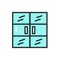 Front view closed double mirrors door color line icon. Isolated vector element