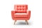 Front View Coral Mid Century Modern Armchair On White Background. Generative AI