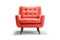 Front View Coral Mid Century Modern Armchair On White Background. Generative AI