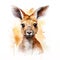 Front view digital watercolour portrait of a kangaroo. Iconic Australian animal on white background