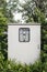 Front view, Electrical metal cabinet in public park.