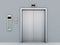 Front view of elevator door and control panel on the corridor. 3D illustration