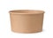 Front view of empty brown disposable paper bucket