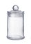 Front view of empty glass kitchen jar