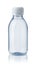 Front view of empty plastic clear bottle