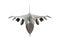Front view of F16, american military fighter plane on white background