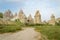 front view of famous fairy chimneys in valley,