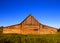 Front view of the famous T.A. Moulton Barn in Grand Teton National Park, US. This is one of the most photographed barns in the US