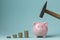 front view finance elements with pink piggy bank 2. High quality beautiful photo concept