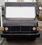 Front view food truck window with blank banner