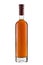 Front view full whiskey, cognac, brandy bottle isolated on white background with clipping path