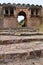 Front view of Gadi Darwaza of Raisen Fort, stone stairs, Fortification wall, Fort was built-in 11th Century AD, Madhya Pradesh