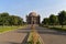 Front view of Gol Gumbaz which is the mausoleum of king Mohammed Adil Shah, Sultan of Bijapur.The tomb, located in Bijapur