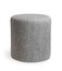 Front view of gray round soft pouffe stool