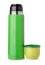 Front view of green thermo flask