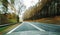 Front view of the highway road passing the country side inside the fast car long exposure shoot