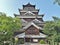 Front view of Hiroshima Castle (Carp Castle) in Hiroshima, Japan.