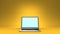 Front View Of Laptop On Yellow Text Space