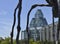 Front view through the legs of a spider statue of Canada`s National Art Museum