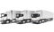 Front View of Lined up Semi Trailer Trucks