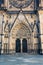 Front view of the main entrance to the St. Vitus cathedral in Prague