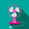 Front view of mini electric fan for home with button