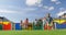 Front view of mixed-race schoolkids playing in the school playground 4k