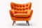 front view modern stylish bright orange armchair isolated on white background