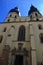 Front view of monumental gothic cathedral church of Saint Nicholas in Trnava, Western Slovakia, in spring daylight sunshine