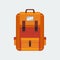 Front View Orange School Backpack Vector Illustration