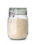 Front view of parboiled rice glass in jar