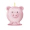 Front view Piggy bank 3D on white background, Isolate Pink pig Vector mesh for advertising, Design template for graphic banner,