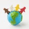 front view plasticine earth globe with people. High quality photo