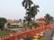 Front view of prashwanath temple of Belgachhiya, Kolkata, a holy place for jain , containing pride white tower ,pond and tample .