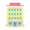 Front view premium hotel multistory building facade with entrance columns and windows 3d icon vector