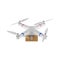 Front view. Quadrocopter with cargo delivery isolated on white background. 3d render