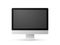 Front view of realistic modern slim shaded vector computer screen on white background